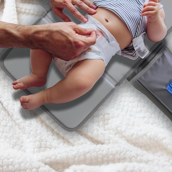 Portable Diaper Changing Pad - Foldable Waterproof Change Mat & Portable Changing Pad for Travel - Baby Changer Station with Diaper & Wipes Pouch & Storage - Baby Shower Gifts