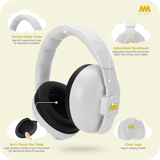 Mumba Baby Ear Protection Noise Cancelling Headphones - Earmuffs for Babies and Toddlers - Ages 3-24+ Months
