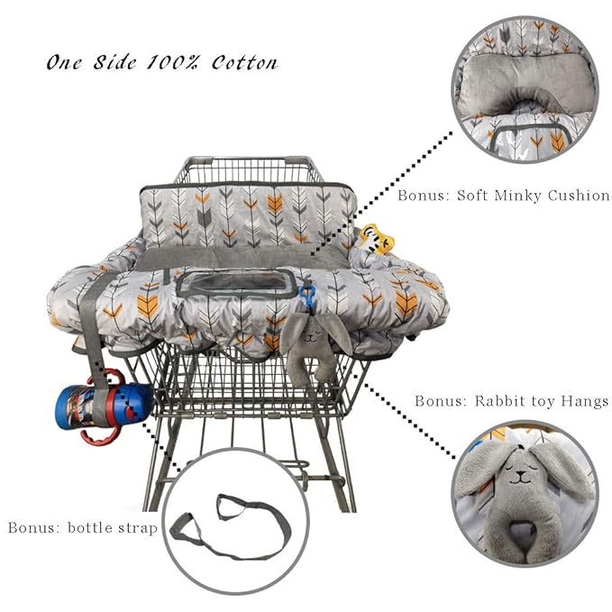 Shopping Cart Cover for Baby, High Chair Cover for Boy Girl, Infant Grocery Cart Cushion with Removable seat Positioner and Cellphone Holder