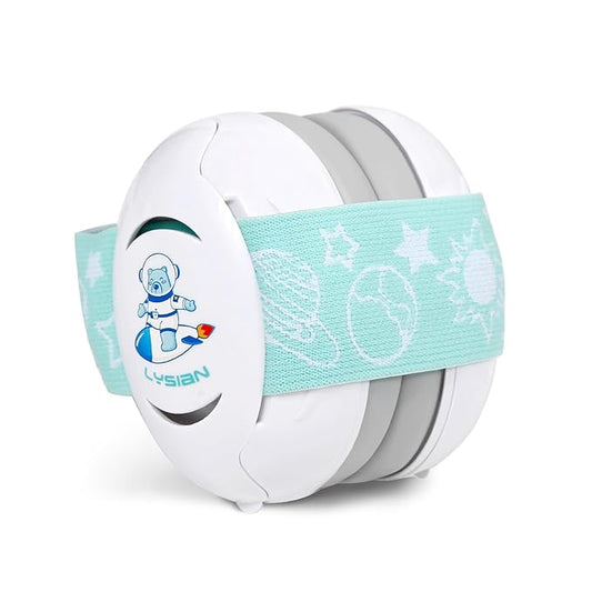 LYSIAN Baby Headphones Hearing Protection Ear Muffs for Infants 0-3 Years with Elastic Headband, Noise Cancelling Baby Earmuffs for Parade Fireworks, Festival, Sleep, Travel, Plane (White)