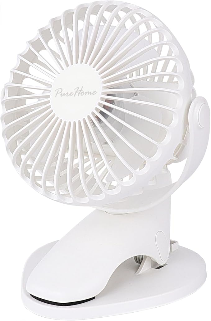 Portable Clip Fan Battery Operated,3 Speeds USB Rechargeable Mini Table Fan with Strong Airflow,360°Rotation Ultra Quiet Personal Desk Fan for Home Office Bedroom Dorm Stroller Camping(White)