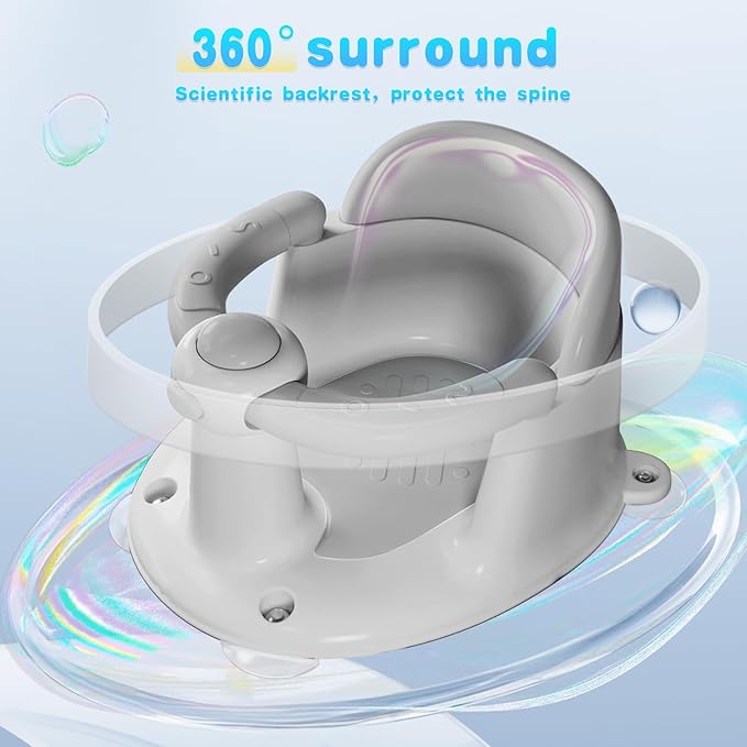 Baby Bath Seat for Babies 6 Months & Up, Bath Seats for Babies Sitting Up, 3 Baby Bath Toys, Open Design, Non-Slip, Compact Toddler Bath Seat.