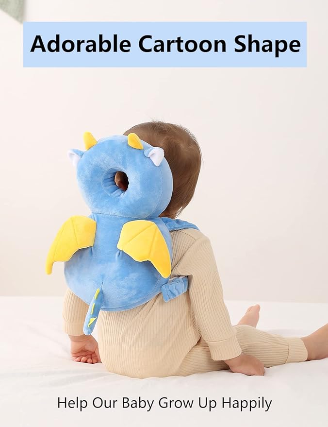 JunNeng Baby Head Protector Backpack, Toddler Walking Fall Head Protection, Blue Angel