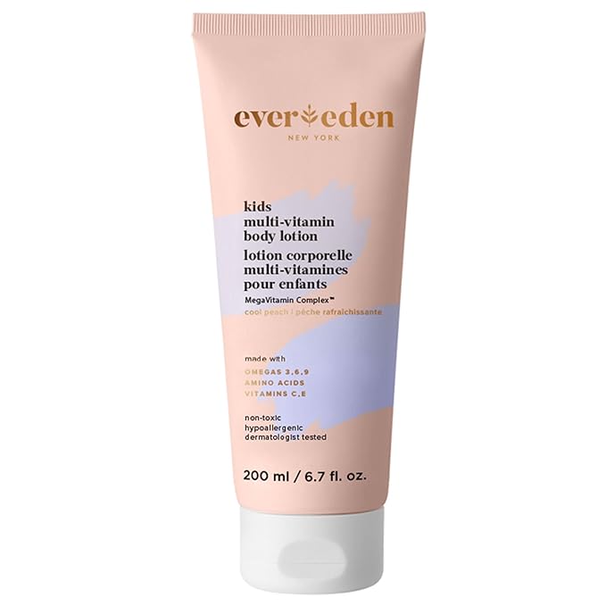Evereden Kids Multi-Vitamin Body Lotion (6.7 fl.oz., Cool Peach): Gentle & Non-Toxic Moisturizing Kids Lotion | Nourishing & Protective Lotion for Kids