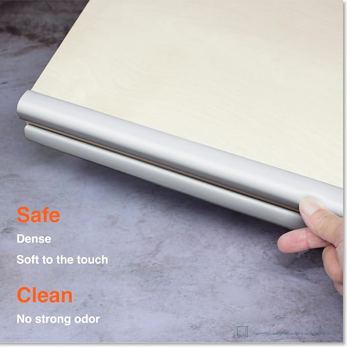 Roving Cove Slim-Fit Edge Protector for Baby Proofing (9ft Small Edges Only), Soft Rubber Foam Furniture Safety Bumper Guard, Desk Cushion, 3M Adhesive, Stone Grey