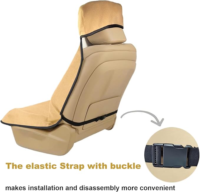 Waterproof Stain Resistant Towel Car Seat Cover，Universal Non-Slip for Car, Truck, SUV, Van Seat for Gym Workout,Swimming,Beach and Workout Outdoor ， Machine Washable (2pcs Off-White)