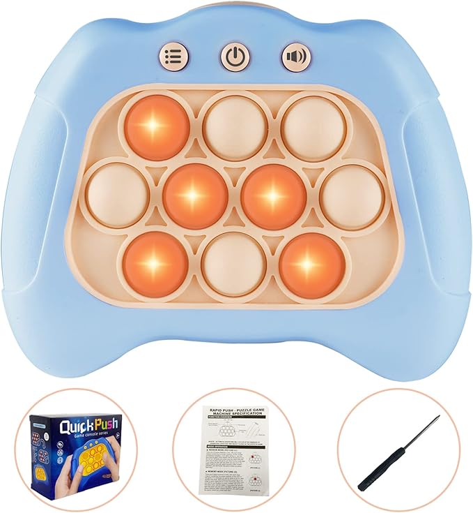 Pop The Target! Handheld Speed Push Game Machine: A Fun Multiplayer Game for Family. Sensory Fidget Toy Christmas Toys Gifts for 6 7 8 9 10 11 12 Years Old Kids Road Trip Car Games Light Blue