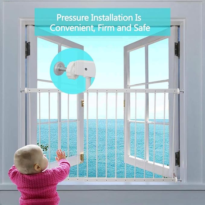 WAOWAO Window Safety Guards for Children Kids Child Toddler Pets Proof Extra Wide White Tension Security Window Guard Gate for Home Fit 2 Piece(19.49"-33.64“).
