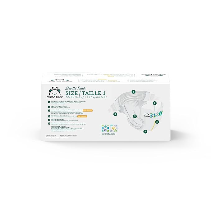 Amazon Brand - Mama Bear Gentle Touch Diapers, Size 1, 200 Count (4 packs of 50)