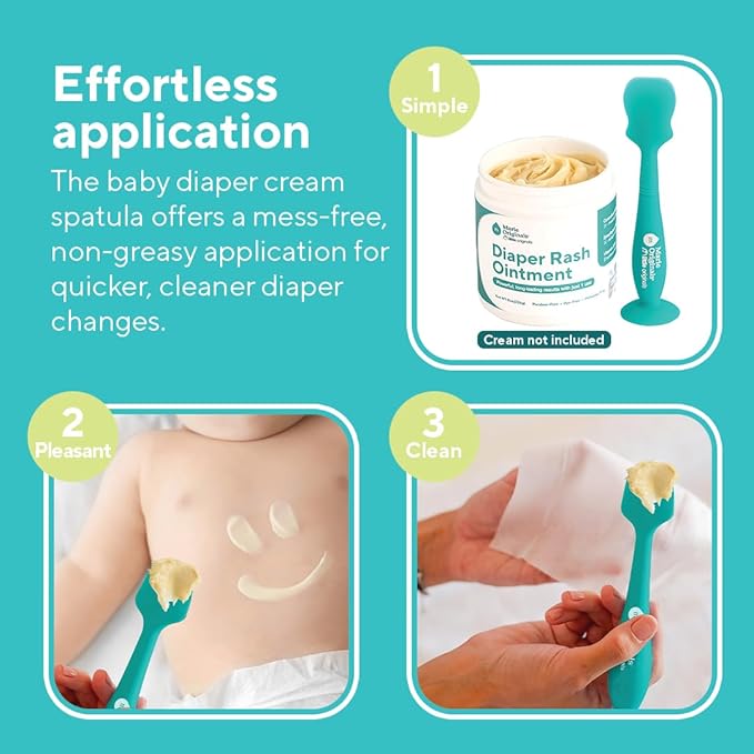Marie Originals Baby Diaper Cream Spatula | Soft Silicone & Flexible Diaper Rash Cream Spatula For Babies & New born with Suction Base Cup Mess Free, Hygienic & Easy To Use But Paste Applicator 2pk