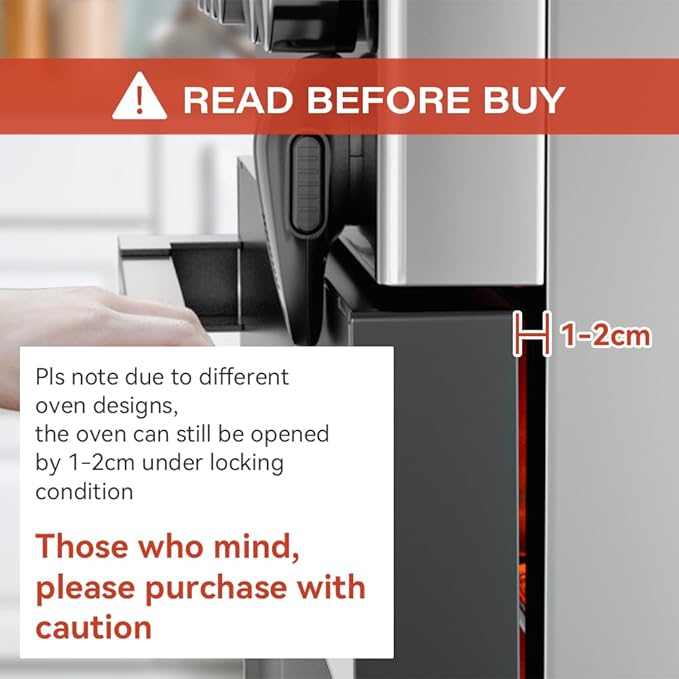 Mom's Choice Gold Awards Winner - EUDEMON 1 Pack Childproof Oven Door Lock, Oven Front Lock Easy to Install & Heat-Resistant Material no Tools Need or Drill (Black)(ONLY for Flat Surface)