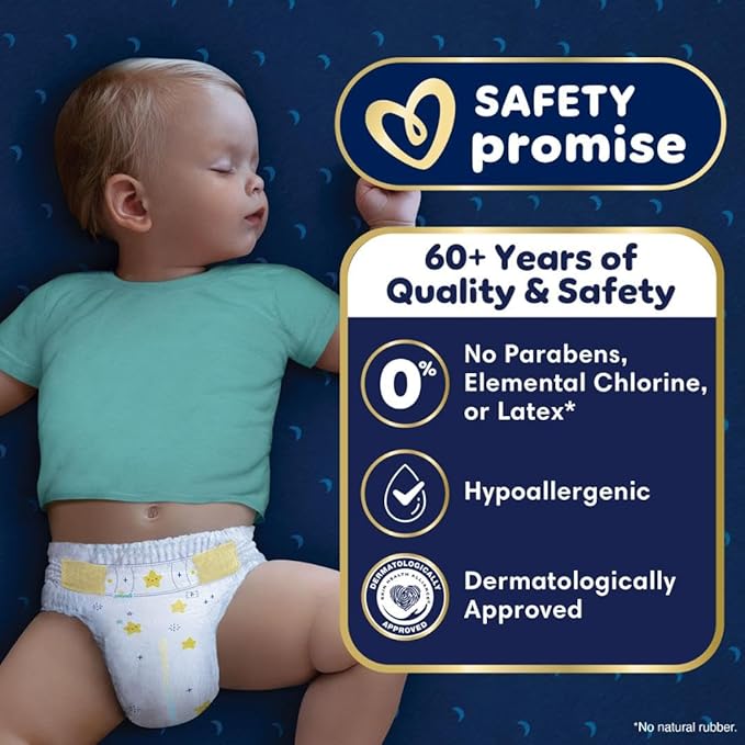 Pampers ZZZ Overnight Diapers, Size 5 (27+ lbs), 50 Count, Nighttime Protection Disposable Baby Diaper, Night Time Leak and Skin Protection