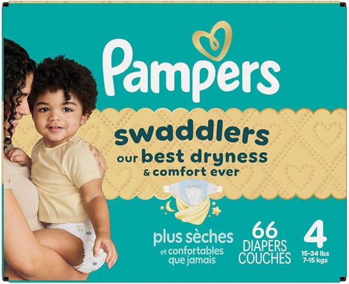 Pampers Swaddlers Diapers, Size 4 (15-34 lbs), 66 Count, Absorbent, Keeps Baby Dry and Comfortable, Skin Safe Disposable Baby Diaper (Packaging May Vary)