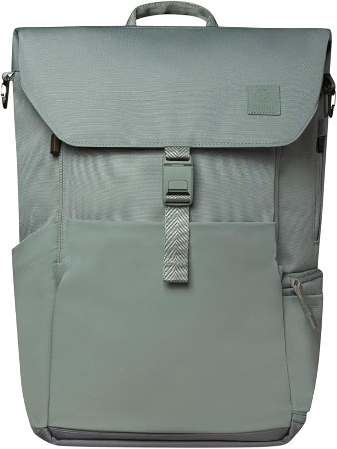 Huhu Diaper Bag Backpack – Large Baby Bag for Moms & Dads – Water-Resistant, Unisex Travel Kit for New Parents – Includes Changing Pad and 2 Organizer Pouches (Outdoorsy Sage)