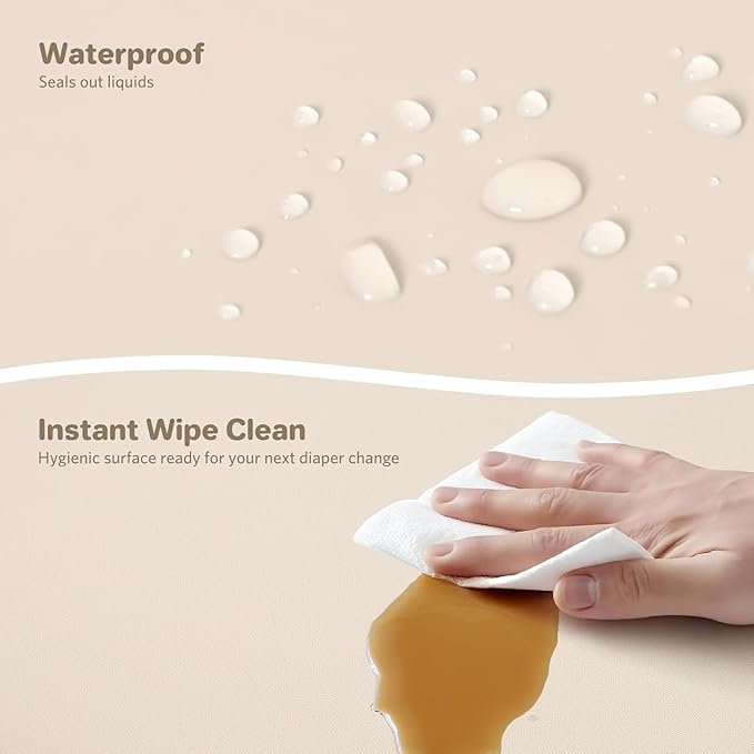 Waterproof Baby Diaper Changing Pad EVA Foam Wipeable Teddy Bear, Non-Slip Base Changer Pads Portable with Adjustable Safety Belt, Easy to Clean Change Mat Fits All Changing Station Table Dresser Bed