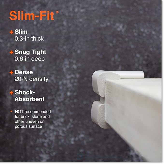 Roving Cove Slim-Fit Corner Protector for Baby Proofing (8 Small Corners), Soft Rubber Foam Furniture Corner Bumper Guards, 3M Adhesive Pre-Taped, Oyster White (Off White)