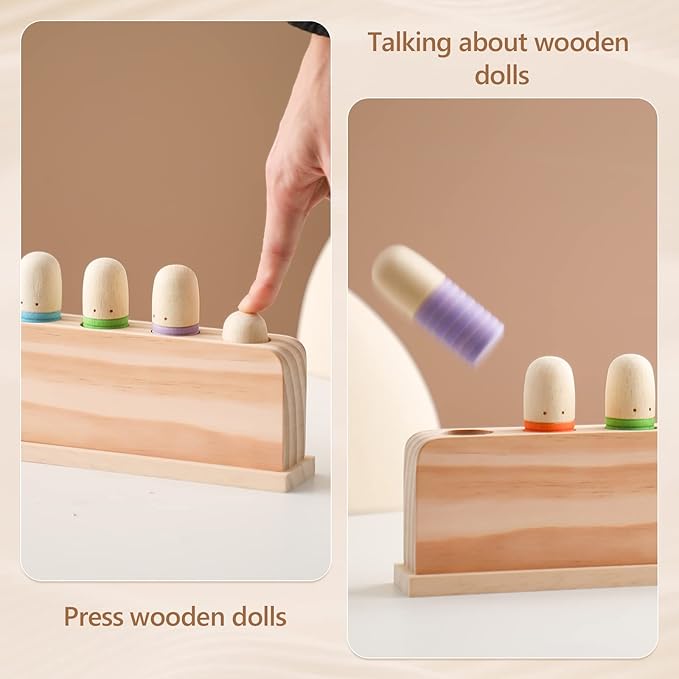 Pop Up Puppets | Multicolor Wooden Color Sorting & Montessori Color Matching Toys | Preschool Learning Educational Toys for Kids Boys & Girls Ages 3+