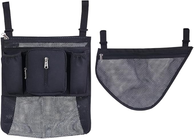 SUNVENO 2-in-1 Universal Stroller Organizer, Insulated Cup Holders, Zippered Phone/Wristlet Pocket, Side Sling Mesh Cargo, Adjustable Non-Slip Straps, Fits Most & Umbrella Strollers, Black