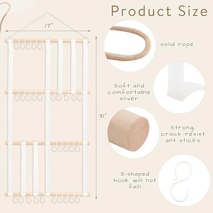 POVETIRE Headband Holder Hair Bows Organizer Baby Headbands Hair Accessories Organizer Storage Wall Hanging Decor