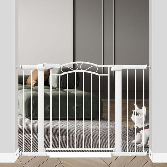 Fairy Baby 43.31"-46.06" Extra Wide Press Mounted Baby Gate Indoor for Kids Or Pets Walk Thru No Drill Long Dog Gates for The House Doorway Child Safety Gate