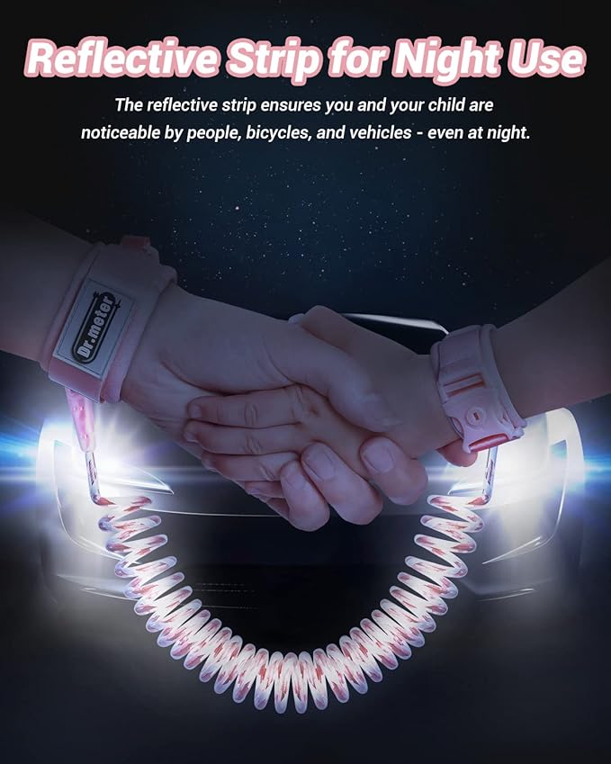 Anti Lost Wrist Link, 2 Pack Toddler Safety Leash with Key Lock, Reflective Child Walking Harness - Dual 8.2ft Length Pink & Blue Kids Leash for Supermarket Mall Airport Amusement Park Zoo