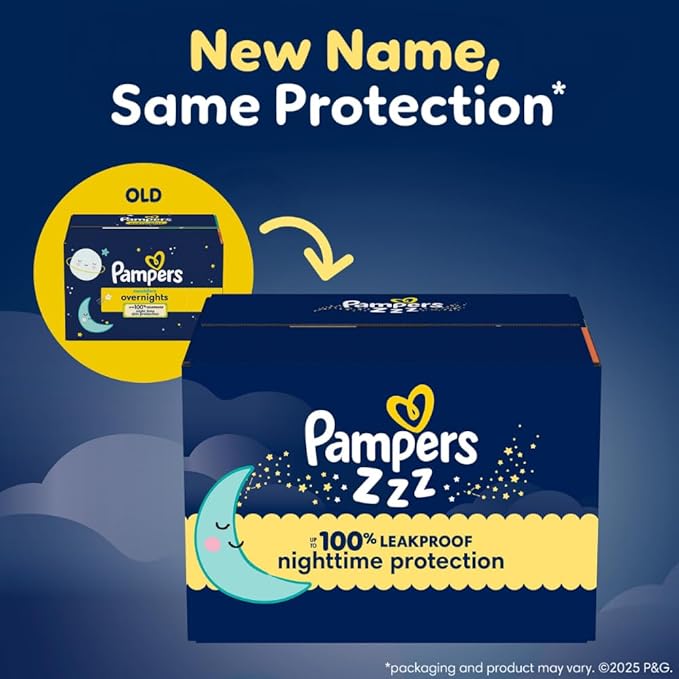Pampers ZZZ Overnight Diapers, Size 3 (16-28 lbs), 116 Count, Nighttime Protection Disposable Baby Diaper, Night Time Leak and Skin Protection