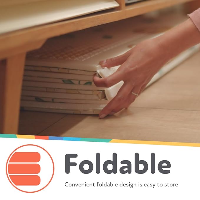 Nuby Reversible Baby Floor Mat, 77" x 58" - Foldable and Lightweight Baby Play Mat for Floor - Easy Storage and Travel - Safari