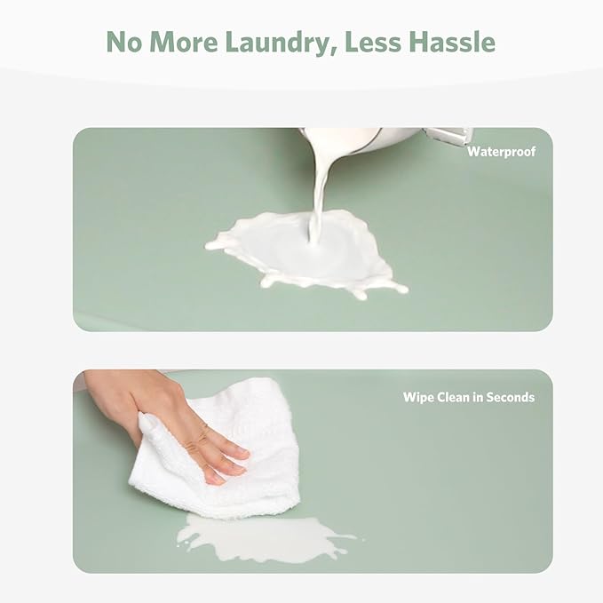 Waterproof Baby Changing Pad in EVA Foam, Wipeable & Quick Clean, Light & Portable, Adjustable Safety Belt & Non-Slip Base, for Diaper/Clothes Changes & Massage, Fits Dresser/Changing Table - Sage