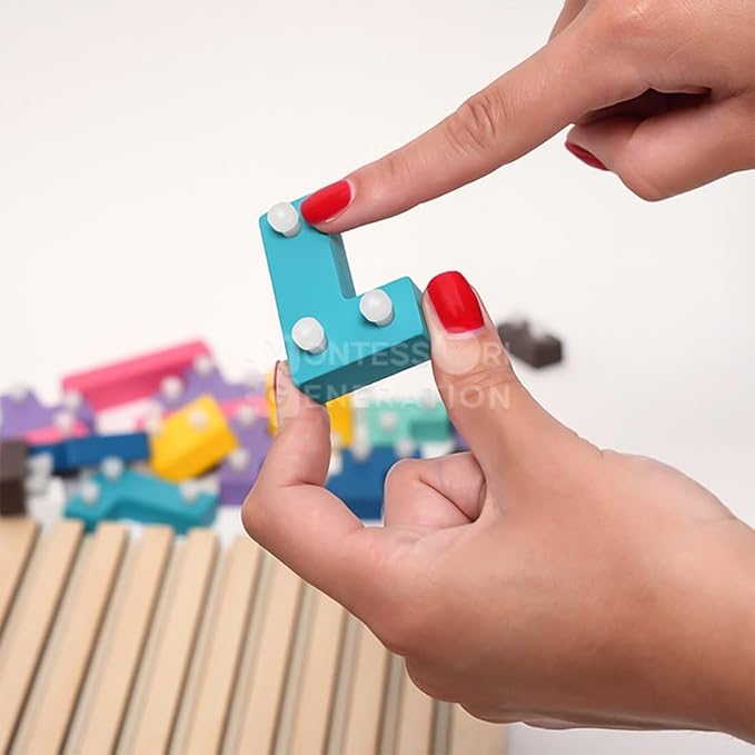 Wooden Stacking Puzzle Toy, 3D Wooden Montessori Brain Blocks, Interactive Educational Giant Russian Block Board Game for Kids Ages 3-6, Learning Toys for Family Activities & Home Decor (2PCS)