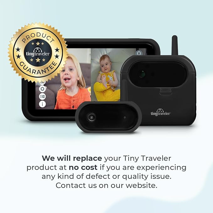 Tiny Traveler Ai Smart Wireless Baby Car Monitor with Add-On Camera, Travel Kit & Power Bank - AI-Powered Safety Alerts Detection, Virtual Fence, Long Range 1000ft Night Vision, 2-Way Talk - Black