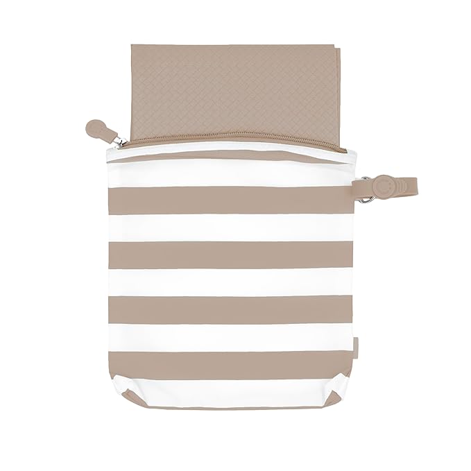 Ubbi On-The-Go Changing Baby Mat with Carrying Bag, Soft and Comfortable Diaper Bag Accessory Must Have for Newborns, Easy to Clean, Portable Changing Pad, Taupe