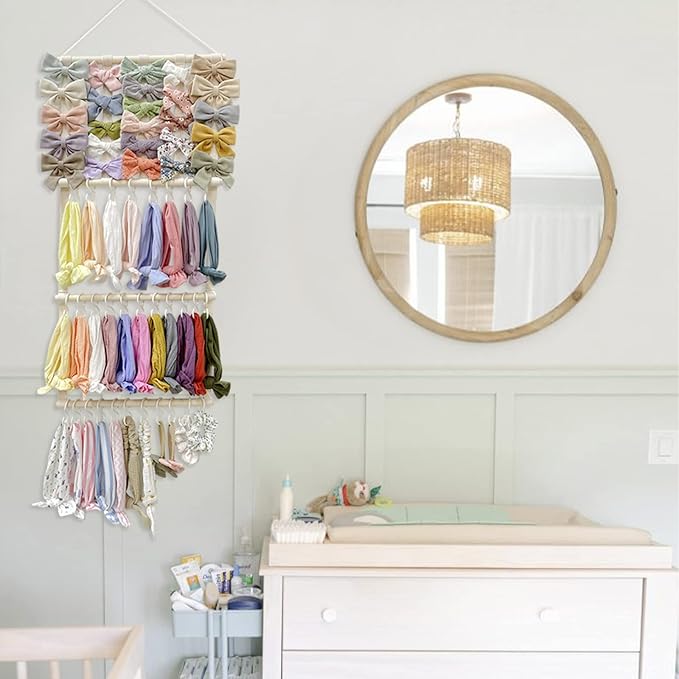 POVETIRE Headband Holder Hair Bows Organizer for Girls, Baby Headbands Hair Accessories Organizer Storage Wall Hanging Decor for Toddler Girls Room