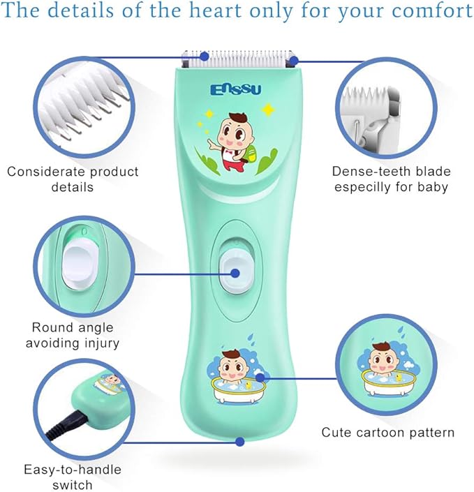 Baby Hair Clippers, Lower Noise Haircut Trimmers for Children with Autism and Sensory Sensitivity, Babies Infant Kids Waterproof Hair Cutting Kits