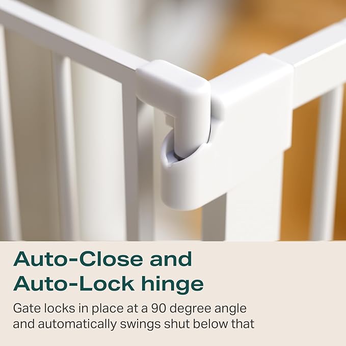 Cumbor 36" Extra Tall Baby Gate for Stairs, 29.7-48" Wide Dog Gate for Doorways, Pressure Mounted Auto-Close Pets Gates for Dogs Indoor, Durable Safety Child Gate, Mom's Choice Awards Winner, White