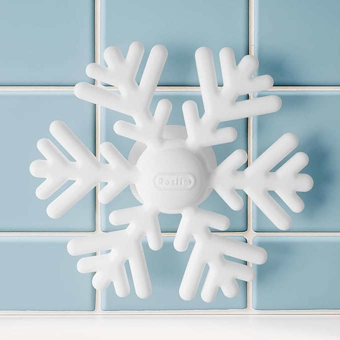 Bathtub Baby Spinners with Suction Cup - Silicone Bath Spinner Toys for Babies & Toddlers, Baby Spinner Suction for Travelling Car & Airplane Windows (Snowflake, White)