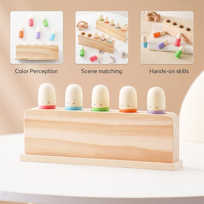 Pop Up Puppets | Multicolor Wooden Color Sorting & Montessori Color Matching Toys | Preschool Learning Educational Toys for Kids Boys & Girls Ages 3+