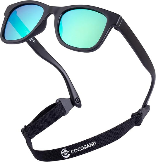 COCOSAND Flexible Polarized Baby Sunglasses with Strap UV Protection for Toddler Infant Girl Boy Age 0-24 Months