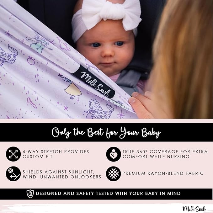 Milk Snob Original Disney 5-in-1 Cover, Minnie Mouse, Added Privacy for Breastfeeding, Baby Car Seat, Carrier, Stroller, High Chair, Shopping Cart, Lounger Canopy - Newborn Essentials, Nursing Top