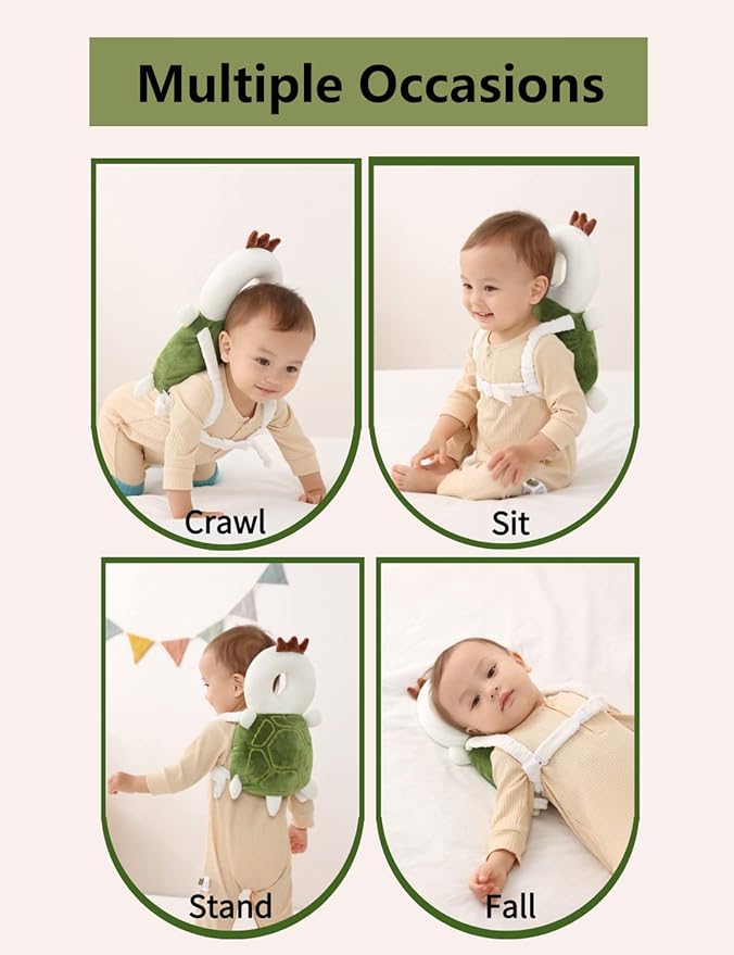 JunNeng Baby Head Protector Backpack, Toddler Walking Fall Head Protection, Green Frog