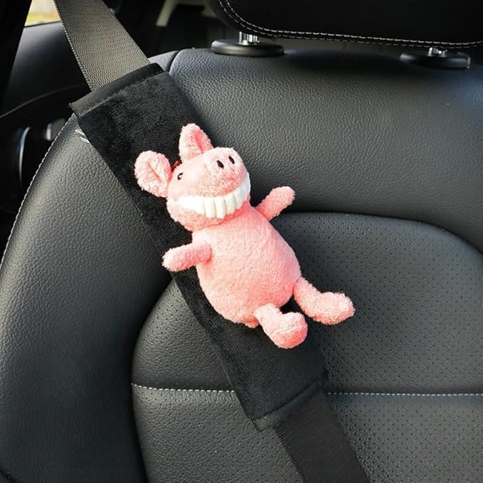 Car Seat Belt Cover Stocking Stuffers Cute Fluffy Pig Frog Sheep Dinosaur Safety Seatbelt Shoulder Pad Auto Accessory Neck Cushion Protector Seatbelt Shoulder Protector Nice Gift (Pig)