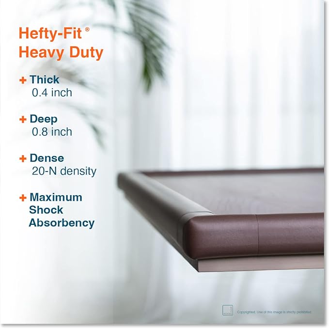 Roving Cove HeftyFit Corner Protector for Baby (16 Large Corners), Heavy-Duty Soft Rubber Foam Furniture Corner Bumper Guards, 3M Adhesive Pre-Taped, Coffee Brown