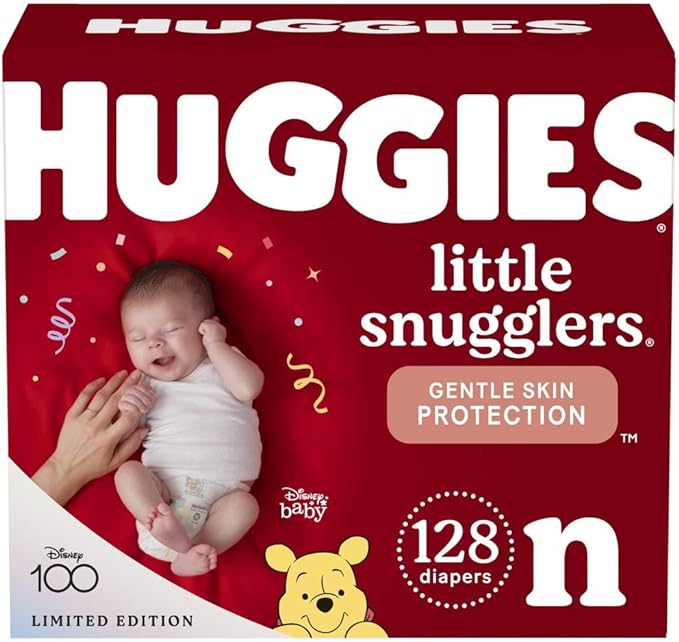 Huggies Newborn Diapers, Little Snugglers Baby Diapers, Size Newborn (up to 10 lbs), 128 Count