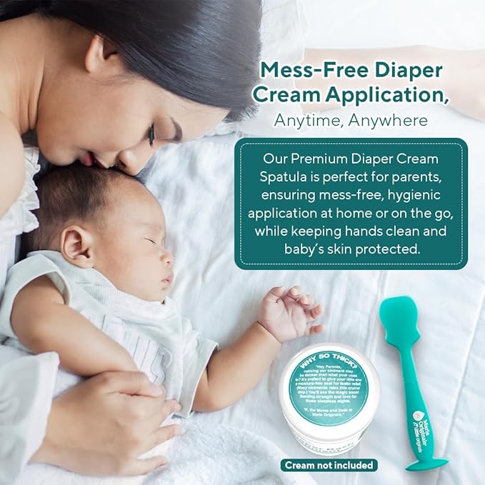 Marie Originals Baby Diaper Cream Spatula | Soft Silicone & Flexible Diaper Rash Cream Spatula For Babies & New born with Suction Base Cup Mess Free, Hygienic & Easy To Use But Paste Applicator 2pk