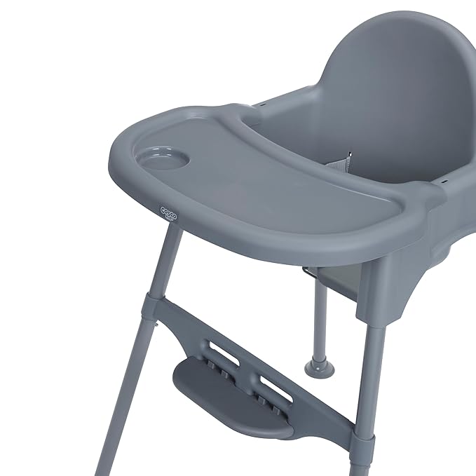 Cosco Kids Canteen High Chair Lightweight Portable Baby Feeding Chair with Adjustable Tray, Easy to Clean, Kitchen or Dining Use, Toddlers Up to 33 lbs, Mono Grey