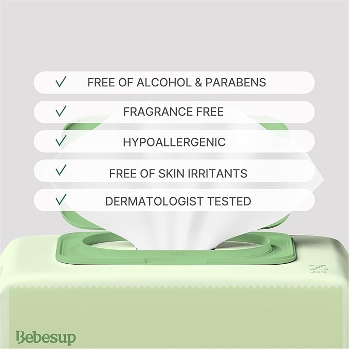 BEBESUP- Korea’s #1 Zero Harsh Chemicals Baby Wipes- Water Based Hypoallergenic Unscented Extra-Thick Organic baby wipes for sensitive skin Zero skin irritants Flip-Top 640 Count (80 Count 1 Pack)