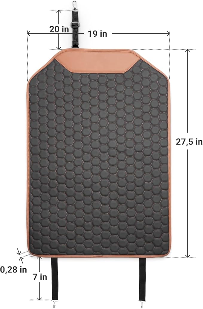 Owleys Premium Leather Car Seat Protector for Back Seat - Back Seat Cover for Kids - Car Kick Mat Back of Seat Protector for Kids Feet Car Seat Back Protector - 2 Pcs Hexy