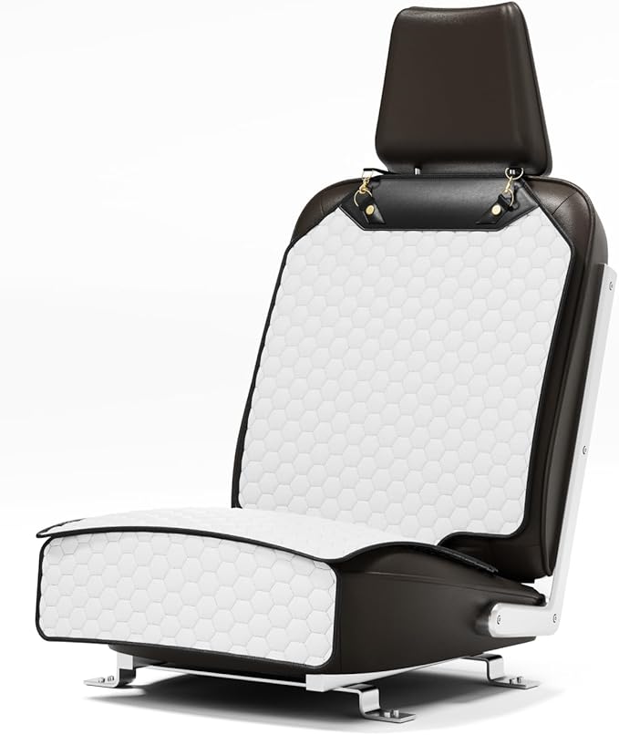 Owleys Premium Leather Car Seat Protector for Child Car Seat Cover from Dirt Scratches (White)