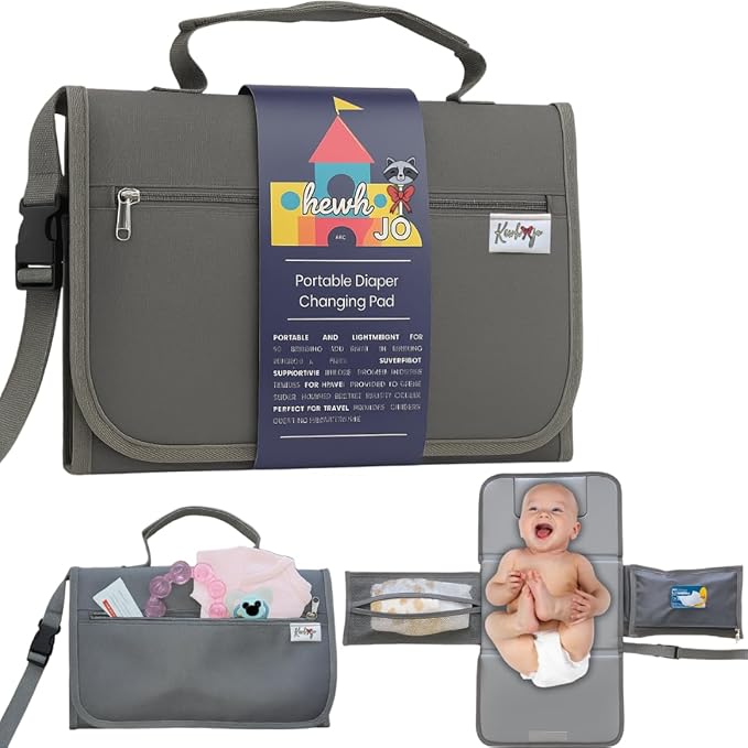 Portable Diaper Changing Pad - Foldable Waterproof Change Mat & Portable Changing Pad for Travel - Baby Changer Station with Diaper & Wipes Pouch & Storage - Baby Shower Gifts
