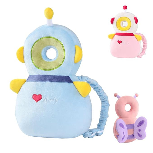 JunNeng Baby Head Protector Backpack, Toddler Walking Fall Head Protection, Robot Blue