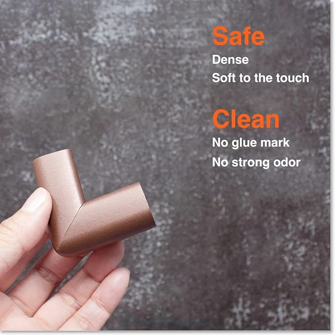Roving Cove Slim-Fit Corner Edge Protector for Baby Proofing (Small 15ft Edge 4 Corners), Furniture Safety Bumper Guard, Soft NBR Rubber Foam, 3M Adhesive, Coffee Brown